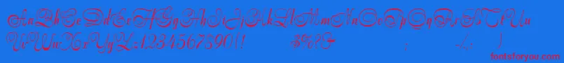 StradivariScript Font – Red Fonts on Blue Background