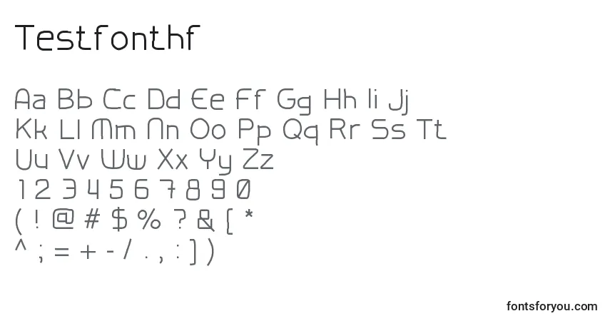 Schriftart Testfonthf – Alphabet, Zahlen, spezielle Symbole