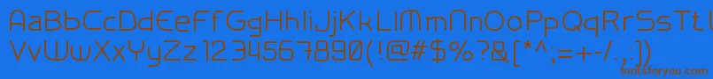 フォントTestfonthf – 茶色の文字が青い背景にあります。