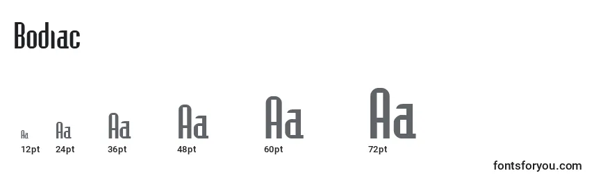 Bodiac Font Sizes