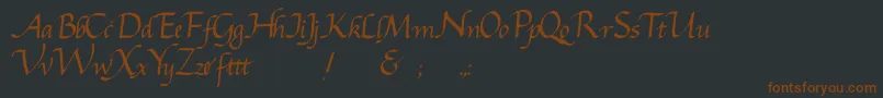 Gcursiv2-fontti – ruskeat fontit mustalla taustalla