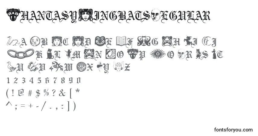 A fonte PhantasyDingbatsRegular – alfabeto, números, caracteres especiais