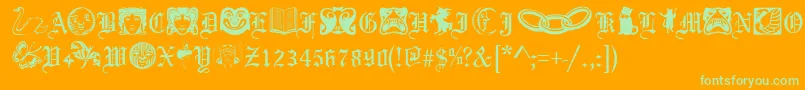 PhantasyDingbatsRegular Font – Green Fonts on Orange Background