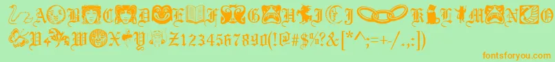 PhantasyDingbatsRegular Font – Orange Fonts on Green Background