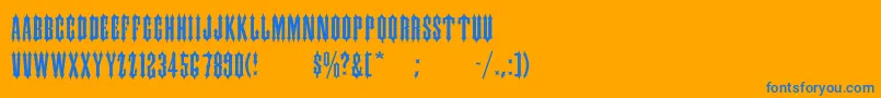 IronwoodMedium-Schriftart – Blaue Schriften auf orangefarbenem Hintergrund