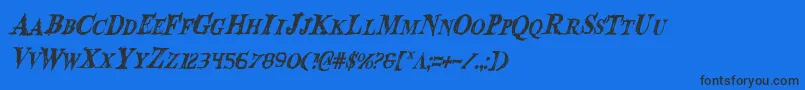 Шрифт BloodCrowCondensedItalic – чёрные шрифты на синем фоне