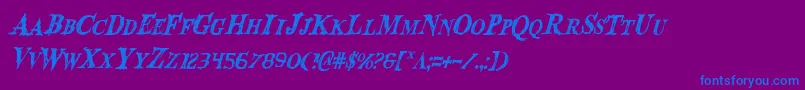 BloodCrowCondensedItalic Font – Blue Fonts on Purple Background