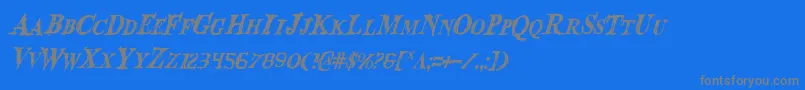 BloodCrowCondensedItalic-Schriftart – Graue Schriften auf blauem Hintergrund