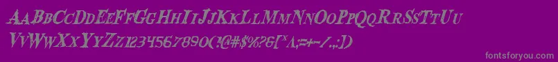 フォントBloodCrowCondensedItalic – 紫の背景に灰色の文字