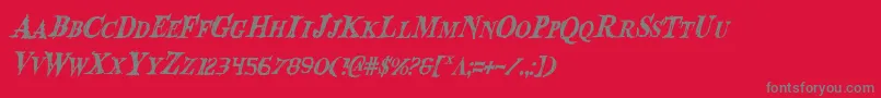 BloodCrowCondensedItalic-Schriftart – Graue Schriften auf rotem Hintergrund