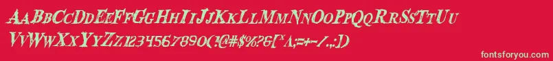 BloodCrowCondensedItalic Font – Green Fonts on Red Background