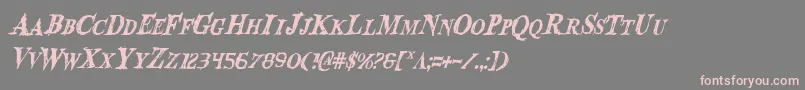 フォントBloodCrowCondensedItalic – 灰色の背景にピンクのフォント