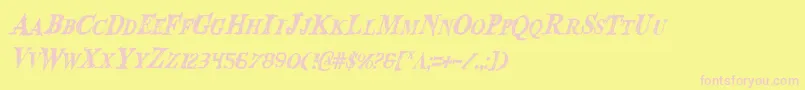 BloodCrowCondensedItalic Font – Pink Fonts on Yellow Background