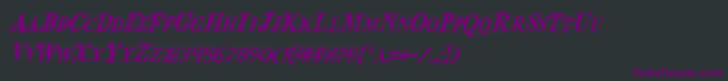 Czcionka BloodCrowCondensedItalic – fioletowe czcionki na czarnym tle