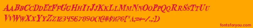 BloodCrowCondensedItalic Font – Red Fonts on Orange Background