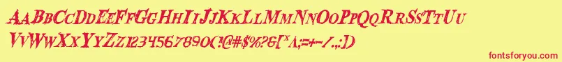 BloodCrowCondensedItalic Font – Red Fonts on Yellow Background