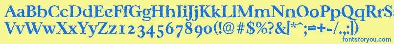 フォントCasablancaantiqueBold – 青い文字が黄色の背景にあります。