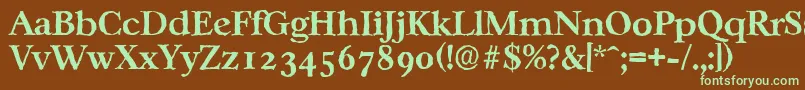 フォントCasablancaantiqueBold – 緑色の文字が茶色の背景にあります。