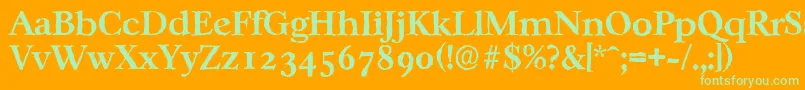 CasablancaantiqueBold-Schriftart – Grüne Schriften auf orangefarbenem Hintergrund