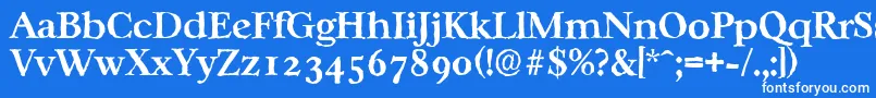 Czcionka CasablancaantiqueBold – białe czcionki na niebieskim tle