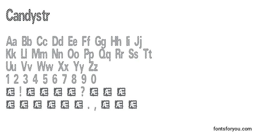 Czcionka Candystr – alfabet, cyfry, specjalne znaki