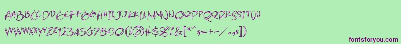 AtlandsketchesbbReg Font – Purple Fonts on Green Background