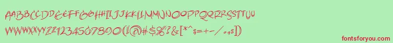 AtlandsketchesbbReg Font – Red Fonts on Green Background