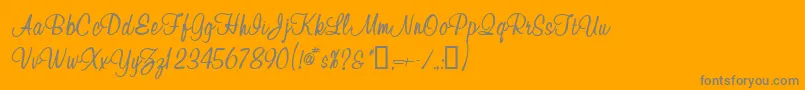 Waugh-Schriftart – Graue Schriften auf orangefarbenem Hintergrund