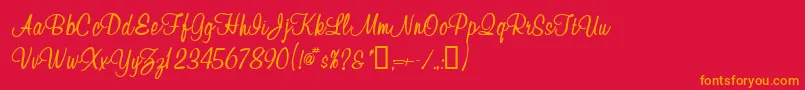 Waugh Font – Orange Fonts on Red Background