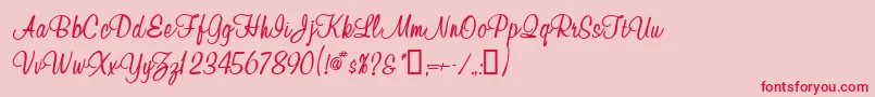 フォントWaugh – ピンクの背景に赤い文字