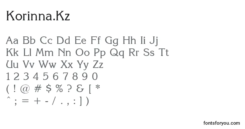 A fonte Korinna.Kz – alfabeto, números, caracteres especiais