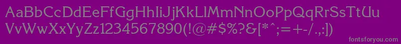 Korinna.Kz-fontti – harmaat kirjasimet violetilla taustalla