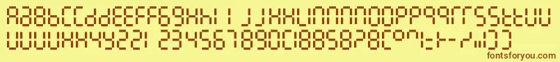 フォント7linedigital – 茶色の文字が黄色の背景にあります。