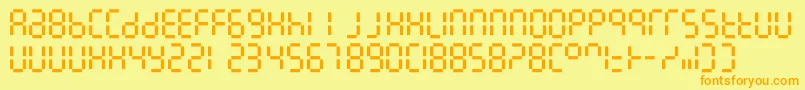 フォント7linedigital – オレンジの文字が黄色の背景にあります。
