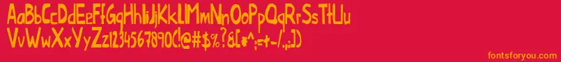 Fonte ThislittlepiggyCondensed – fontes laranjas em um fundo vermelho