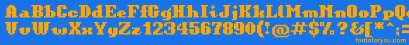 BitKitinformal-Schriftart – Orangefarbene Schriften auf blauem Hintergrund