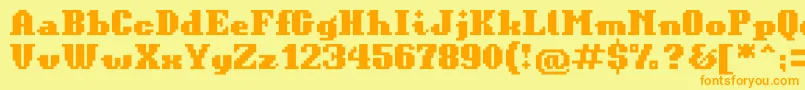 BitKitinformal-Schriftart – Orangefarbene Schriften auf gelbem Hintergrund