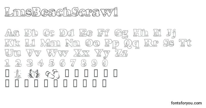 Schriftart LmsBeachScrawl – Alphabet, Zahlen, spezielle Symbole