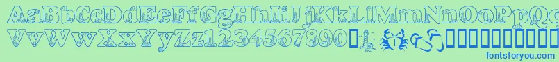 LmsBeachScrawl Font – Blue Fonts on Green Background