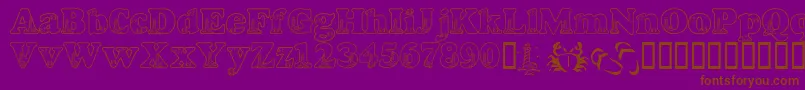 LmsBeachScrawl-Schriftart – Braune Schriften auf violettem Hintergrund