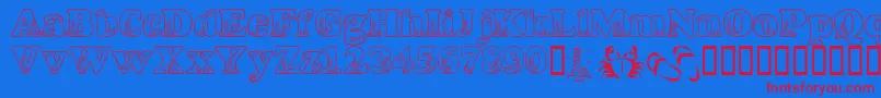 LmsBeachScrawl-Schriftart – Rote Schriften auf blauem Hintergrund