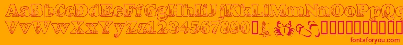 LmsBeachScrawl-Schriftart – Rote Schriften auf orangefarbenem Hintergrund