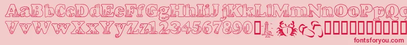 LmsBeachScrawl-Schriftart – Rote Schriften auf rosa Hintergrund