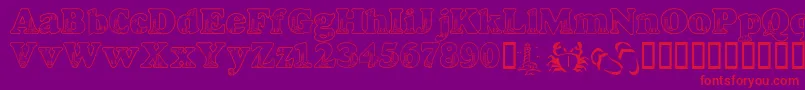 LmsBeachScrawl Font – Red Fonts on Purple Background