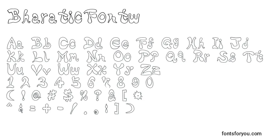 A fonte BharaticFontw – alfabeto, números, caracteres especiais
