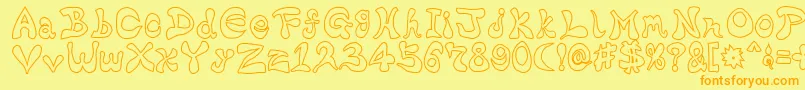 フォントBharaticFontw – オレンジの文字が黄色の背景にあります。