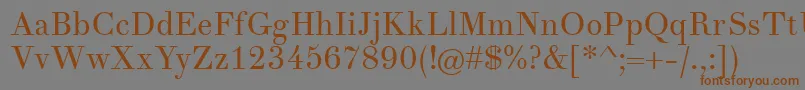 フォントTheanodidot – 茶色の文字が灰色の背景にあります。