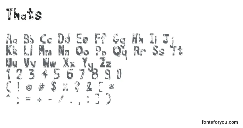 Schriftart Thats – Alphabet, Zahlen, spezielle Symbole