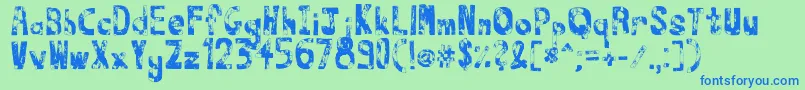 Thats-Schriftart – Blaue Schriften auf grünem Hintergrund