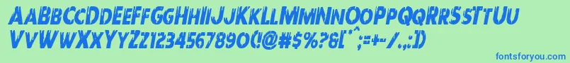 Redundeadcondital-Schriftart – Blaue Schriften auf grünem Hintergrund